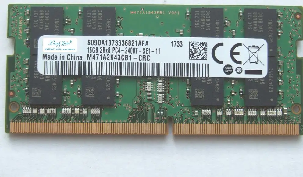 

For 16G 2RX8 PC4-2400T-SE1-11 M471A2K43CB1-CRC