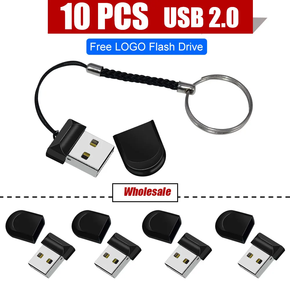 10pcs/lot Mini 64gb 32 gb USB flash drive 2.0 pendrive Usb stick 10pcs/lot 16gb 8gb waterproof memory stick free logo usb gift