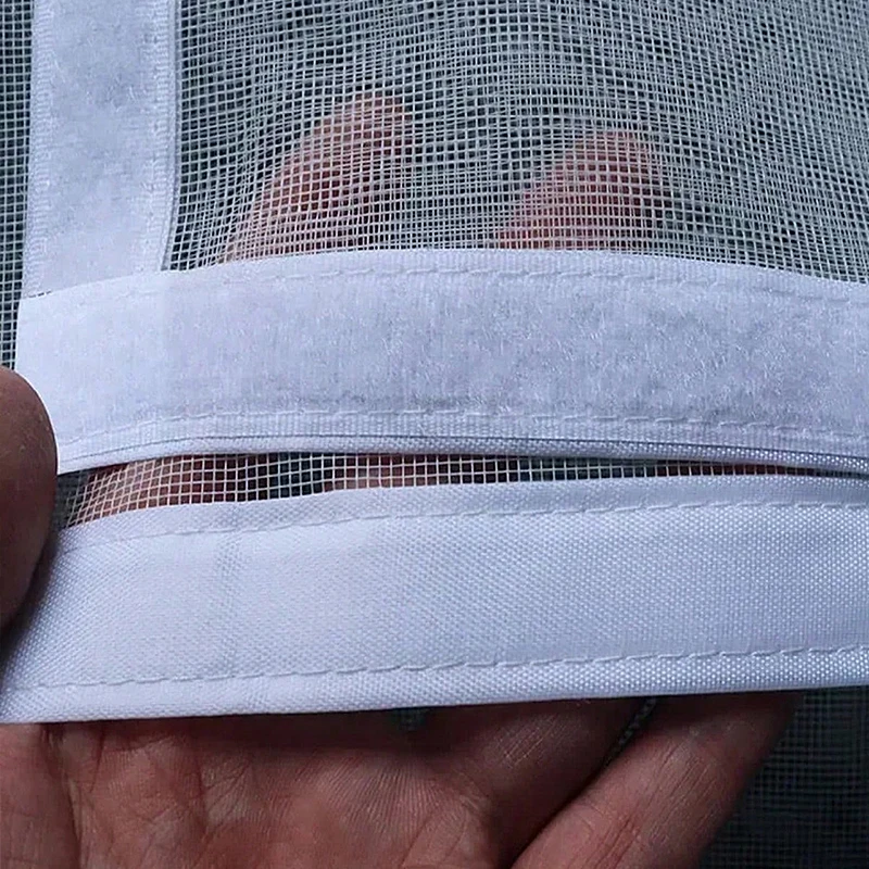 Biały ， Wiele rozmiarów ， Samoprzylepne moskitiery wielokrotnego użytku na zamek błyskawiczny do okien ， Zasłona przeciw komarom ， Tiul ， Letnia siatka