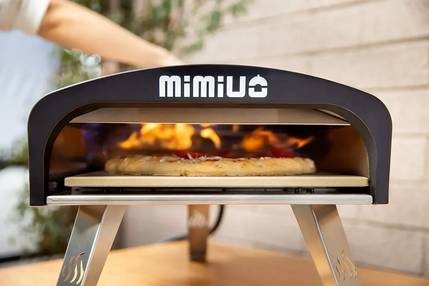 Mimiuo Gas-Pizzaöfen für den Außenbereich, tragbarer Gas-Pizza-Grillofen aus Edelstahl mit 13 Zoll Pizzastein und 12 x 14 Zoll faltbar