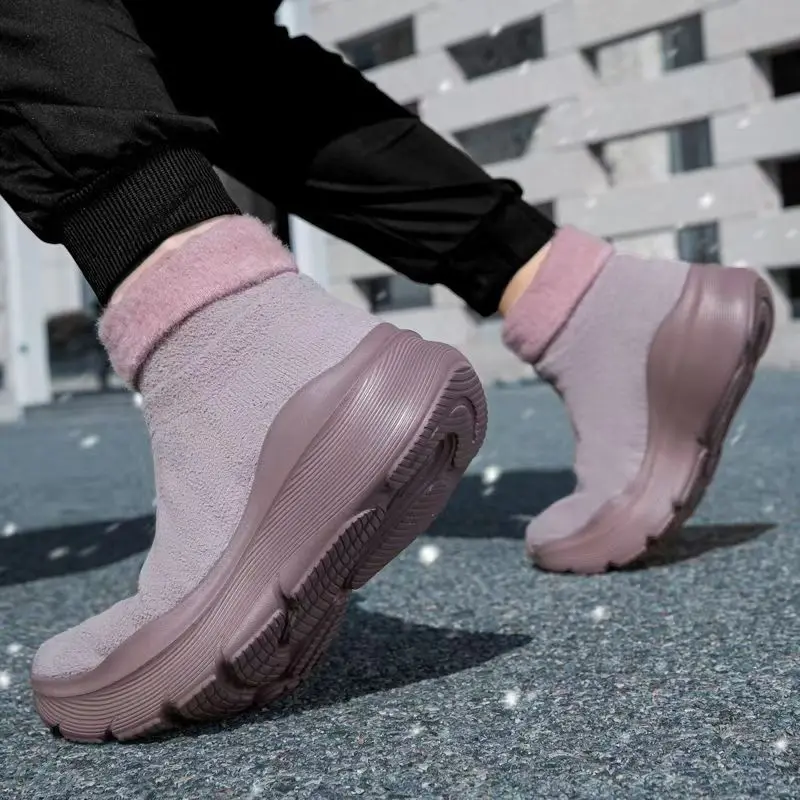 Sepatu bot kasual katun pria musim gugur-dingin 2026, hangat, tebal, cocok untuk pasangan, serbaguna, nyaman, dan ringan