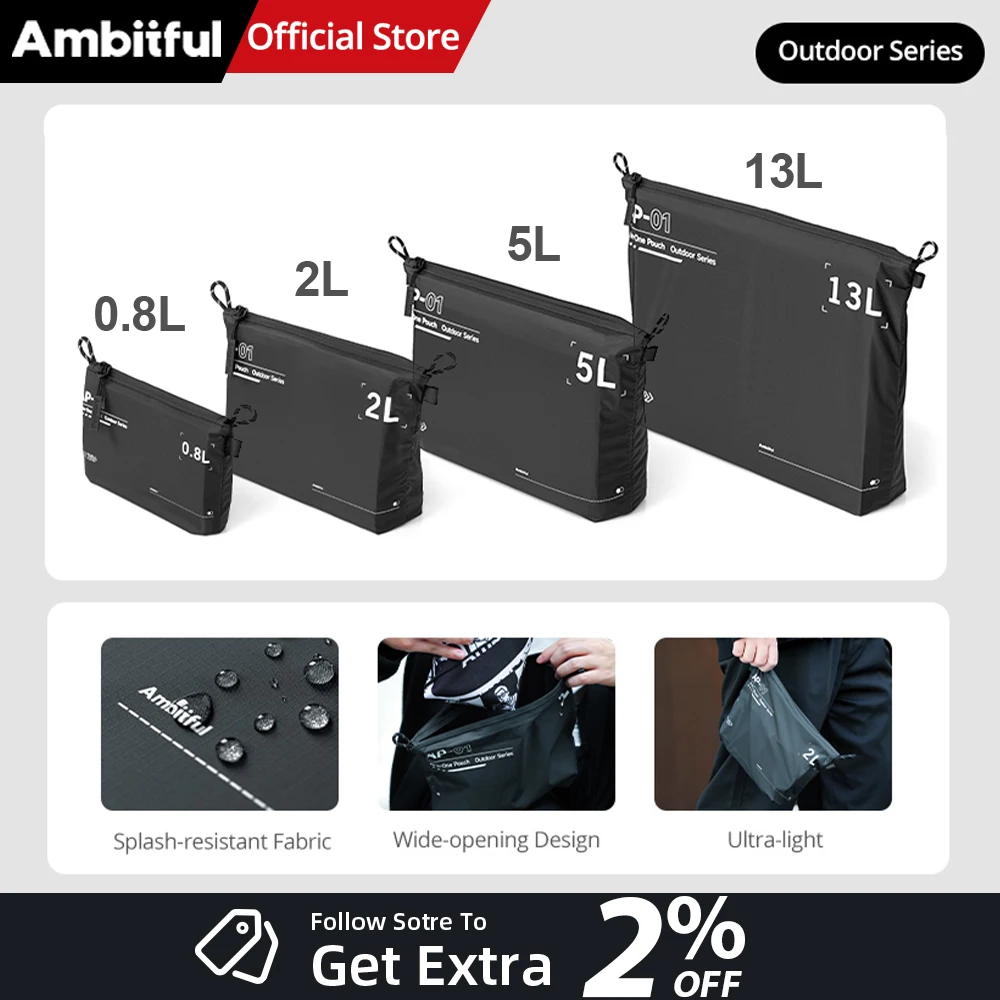 AMBITFUL 0.8/2/5/13L pochette étanche AP01, sac de transport polyvalent de grande capacité pour appareil photo Flash Speedlit Minitor DSLR