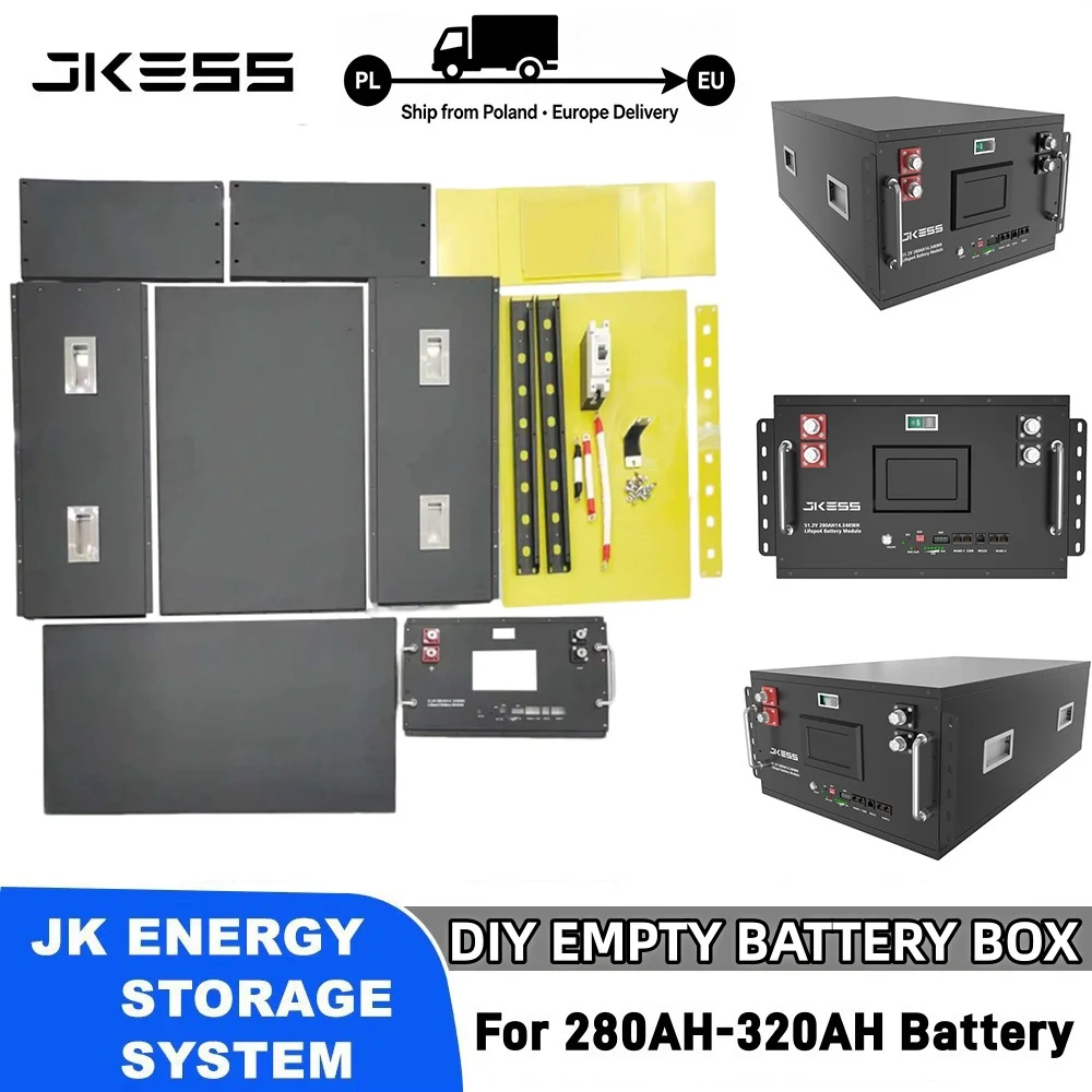 JKESS 6U Contenitore Nero per Batterie da 280AH-320AH, Design Montabile su Rack per Sistemi Solari Fai-da-te, Spedizione da Magazzino Polonia