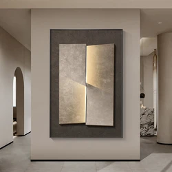Modern Entrance Painting Abstract Art Living Room Wall Art LED Lamp Home Interior Pictures Decorations Interior Wall Light