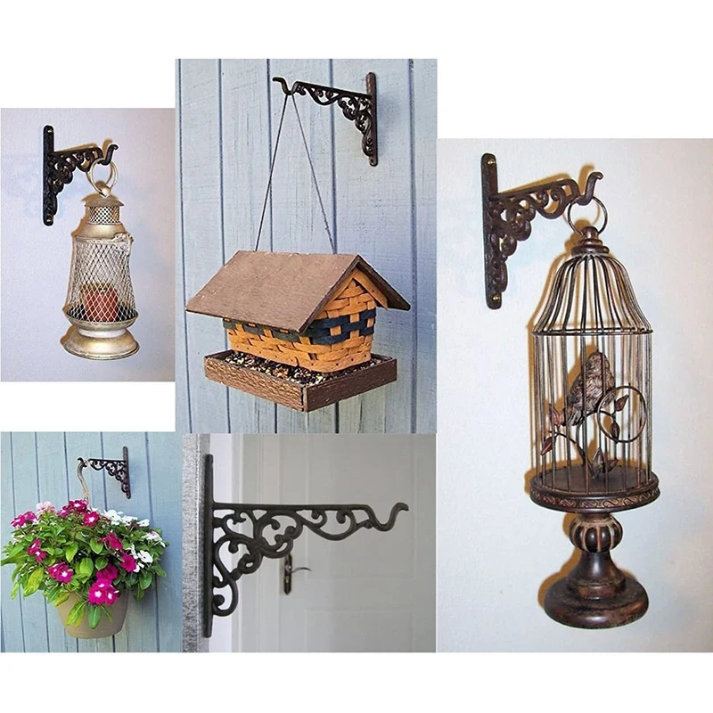 Hanging Plant Hook Cast Iron Decorative Flower Bracket For Indoor Outdoor Bird Feeder Lantern Planters Pots Wind Chimes