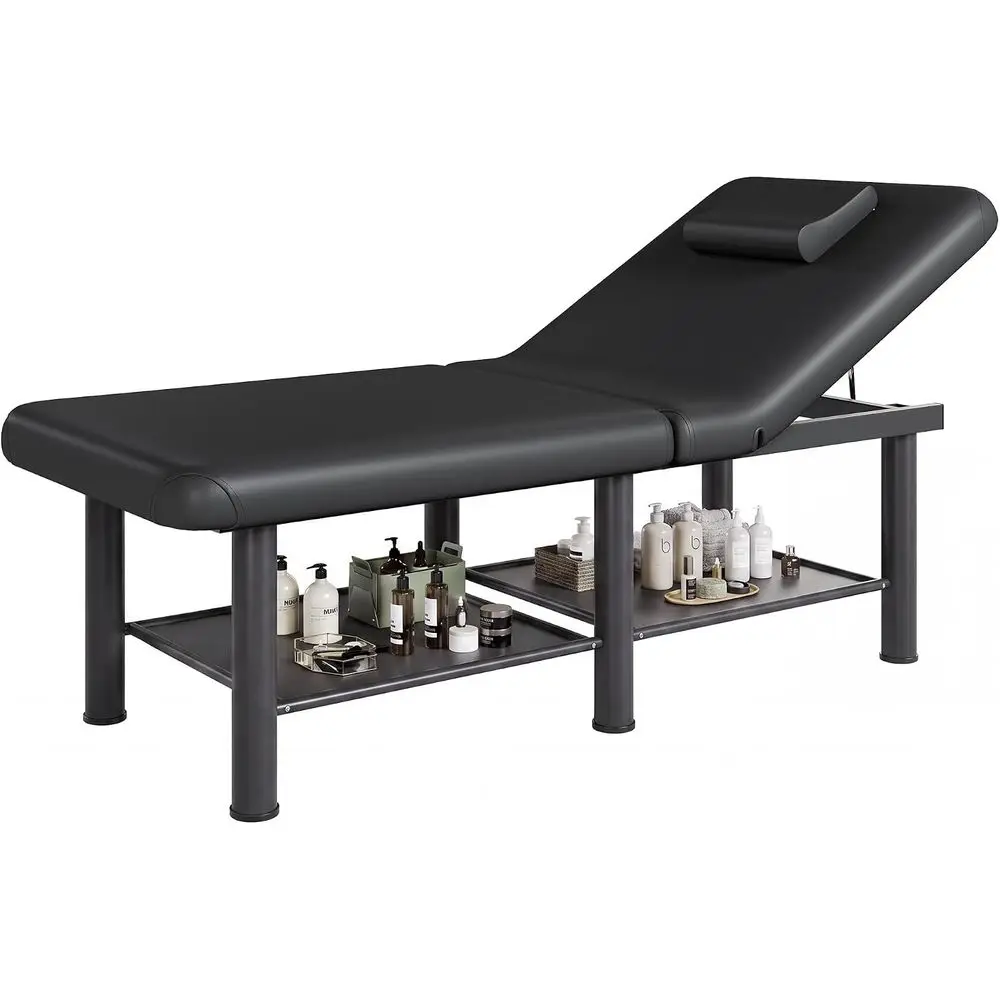 olding Stationary Massage Table with Backrest and Storage Space or Treaent Table Physical Therapy Table Spa acial Bed, 6 Round l