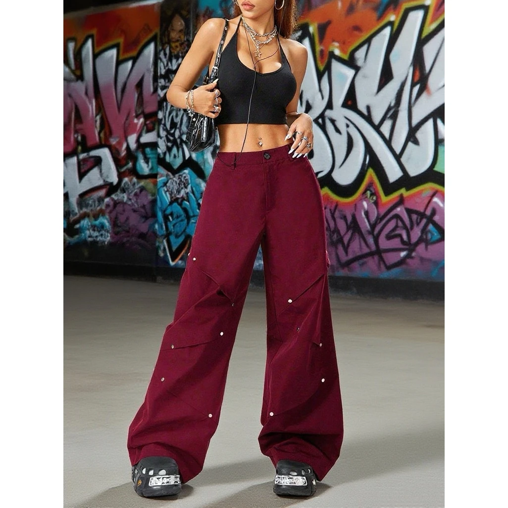 Loose Women's Streetwear Long Pants Cross-Border Trousers Low Waist Silk Material Winter Collection Universal Fit