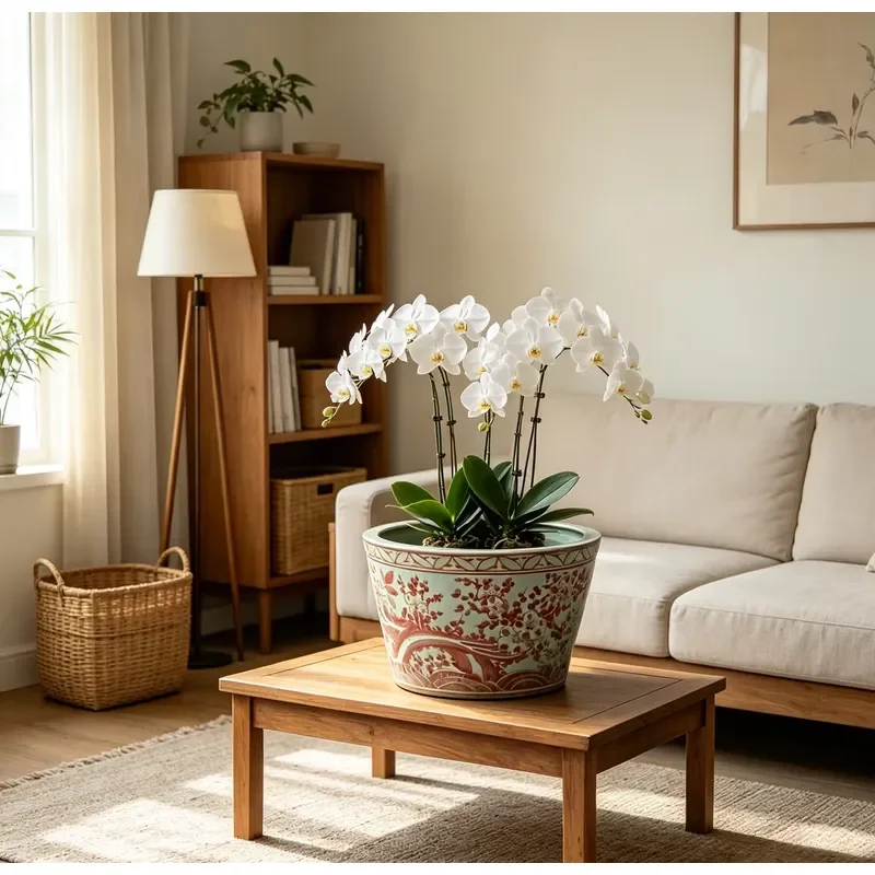 Vintage Chinese Ceramic Flower Pot Weathered Indoor Planter for Orchid Home Dining Table Decoration Retro Style Plant