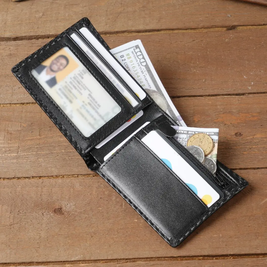 1211 Men's Wallet Card Bag High-end Carbon Fiber Wallet Men's Short Horizontal Wallet Multi-card ID Bag