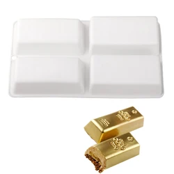 4-Cavity Gold Brick Mousse Cake Mold Gold Bar And Gold Nugget Chocolate Dessert Silicone Mold