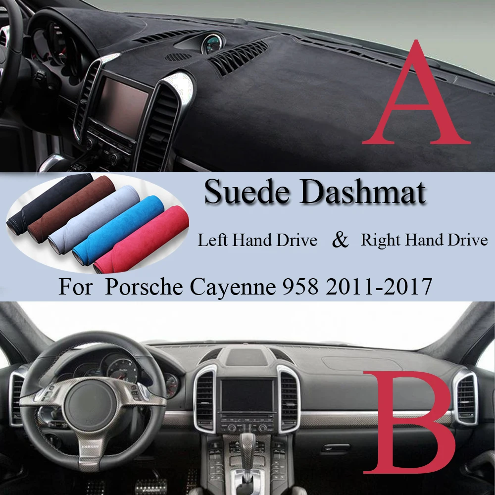 Dla Porsche Cayenne 958 2011 2012 2013-2017 GTS Turbo S Suede Dashmat mata na deskę rozdzielczą pokrywa deska rozdzielcza Pad dywanik akcesoria do ozdabiana samochodów
