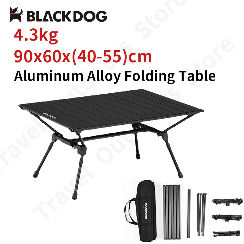 Naturehike Black Dog Portable Aluminium Alloy Folding Camping Table Adjustable Lifting Table Outdoor Picnic Bbq Outdoor Furnitur