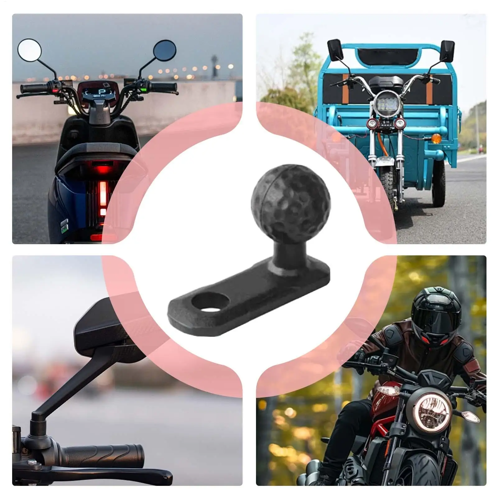 

Motorcycle Phone Holder Cycling Accessories for Bike Angled Head Adapter Ball Base Angled Shock Absorbing Sturdy Alloy Ball Base