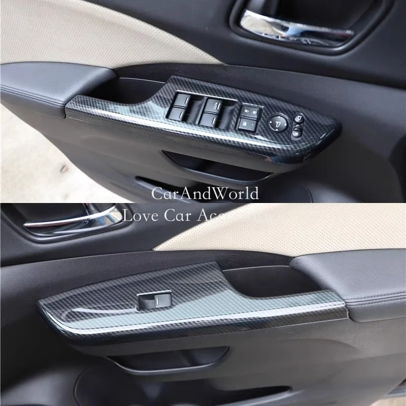 For Honda CR-V CRV 2012-2016 Interior Door Plate Strips Cover Door Glass Lift Steering Wheel Switch Decorate Trims Car Accessory