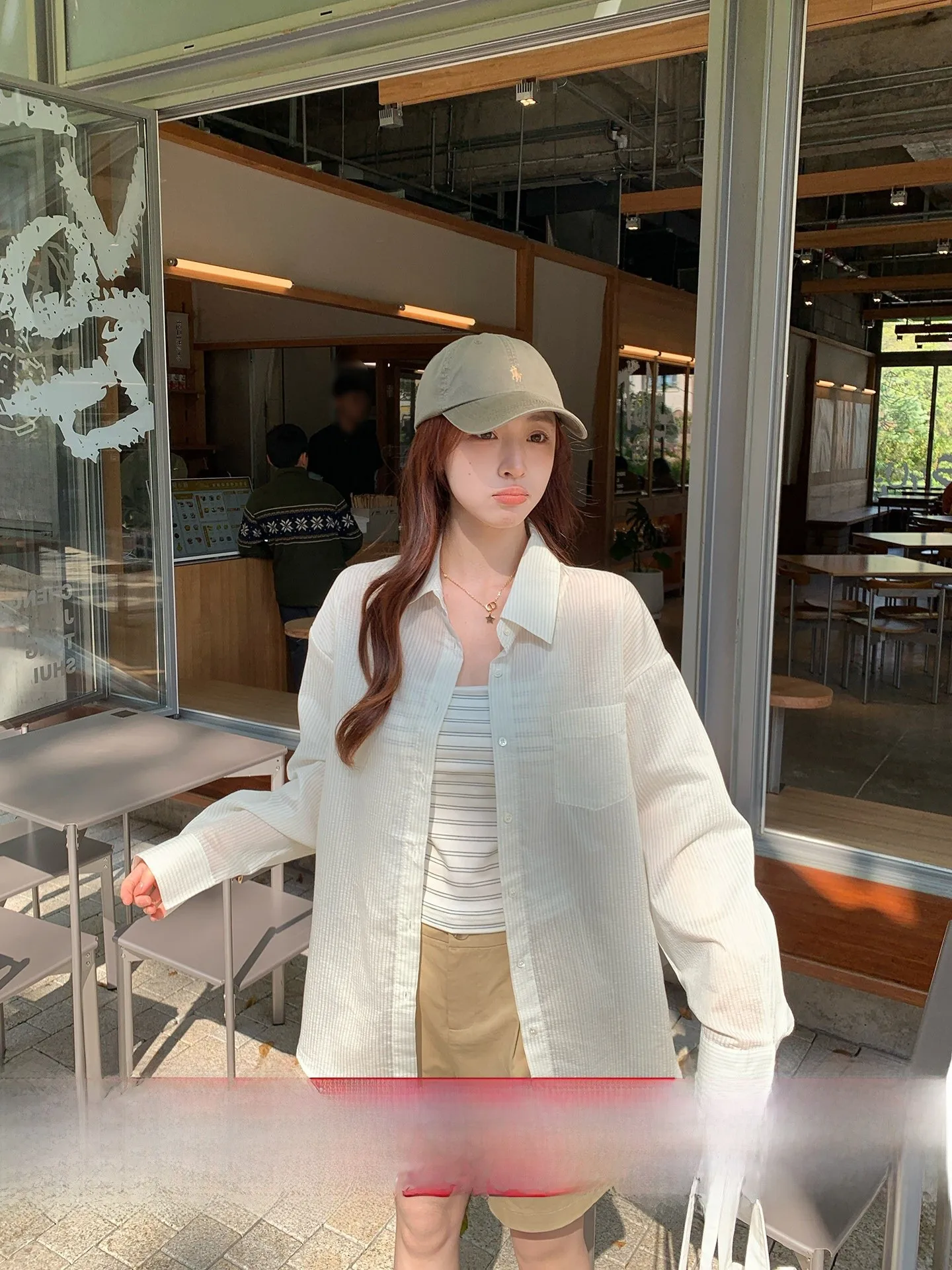 

Morning Bloom Women's Summer New Lazy Sle Long Sve Sun Protection irt Vertical Stripes Korean Loose Fit Button up Top