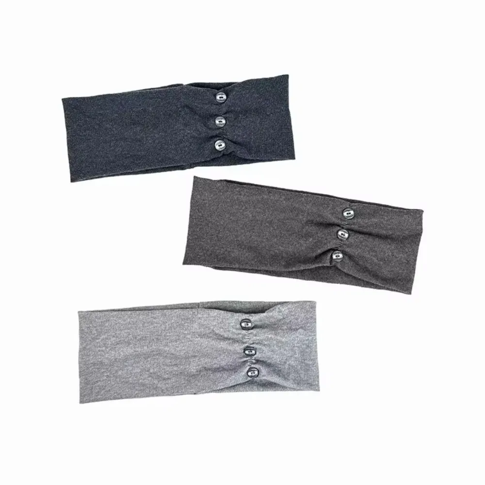 Sweet Cool Elastic Wide Button Headband Soft Pleated Women Headband Outdoor Travel Head Wrap for Students Daily