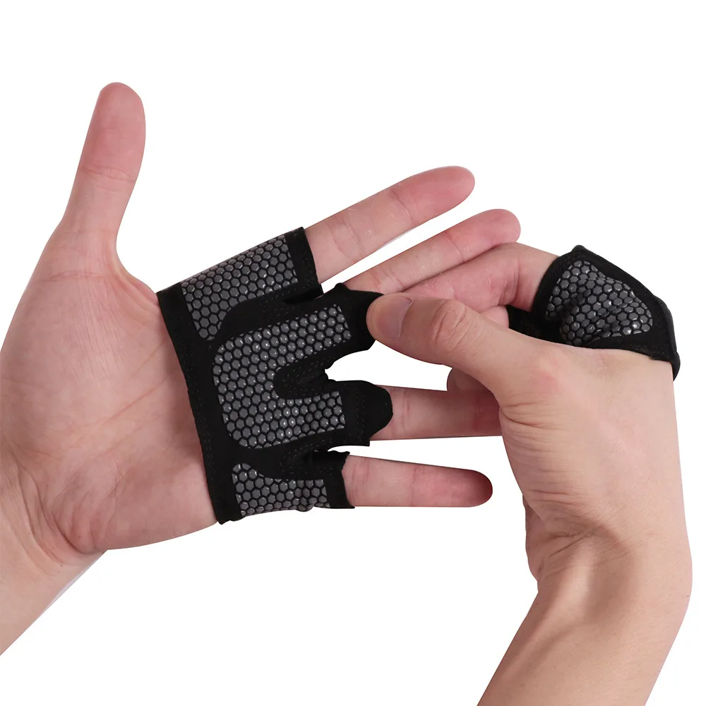 Gym Fitness Half Finger Gloves Men Women Anti-Slip Silicone Workout Glove Pull Up Power Weight Lifting Grips Hand Plam Protector