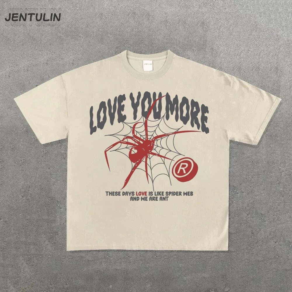

Streetwear Y2k Men's Tshirt Harajuku Clothing Hip Hop Spider Graphic Print Oversized T-Shirt Cotton Gothic Short Sleeve Tops Tee