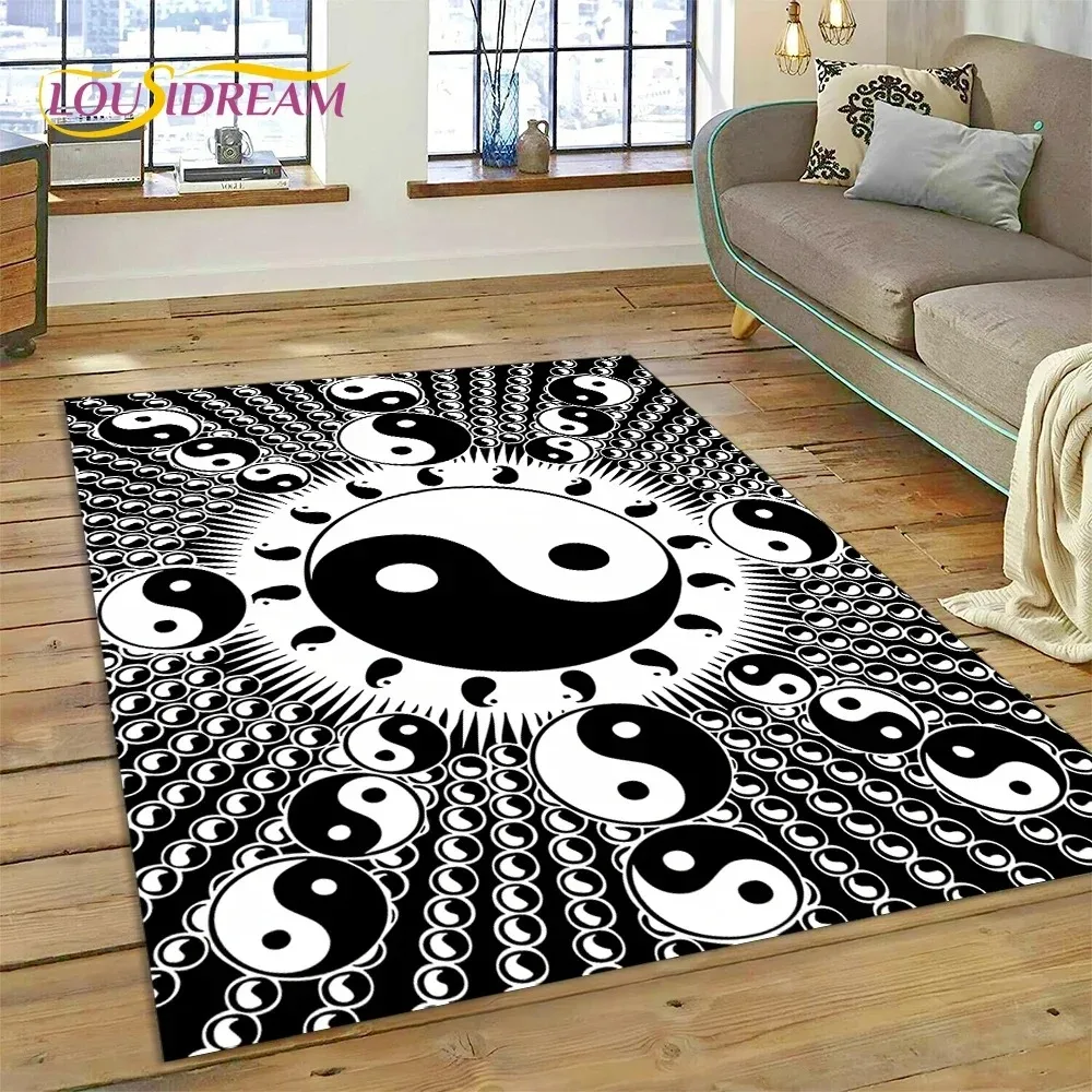 Nature Yin Yang Chinese Tai Chi Bagua Carpet Rug for Bedroom Living Room Home Sofa Decoration,Child Game Large Decor Floor Mat