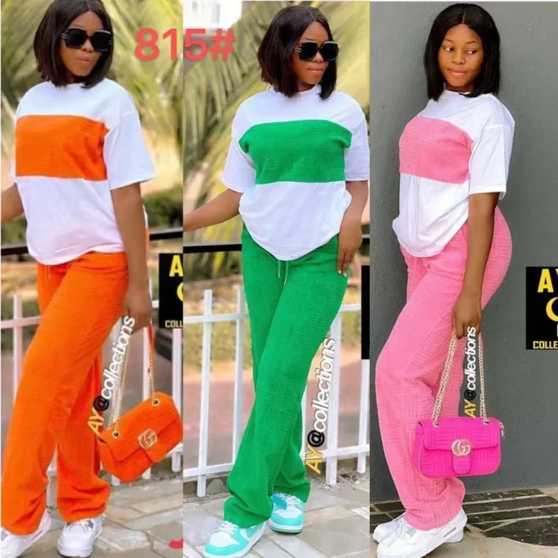 

2 Piece Women Set Dashiki African Clothes Summer Autumn New Fashion Short Sleeve Top And Pants Suit Party Lady Matching Sets