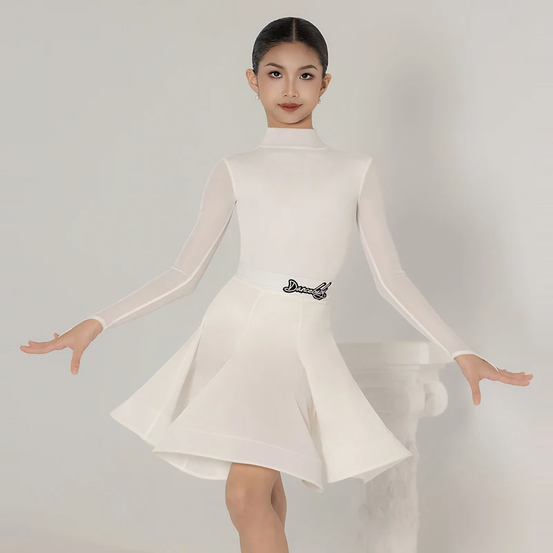 

Latin Dance Competition Clothing Girls Velven Long Sleeve Dance Wear Childrens Rumba Performance Set Tango Stage Costume VBH1226