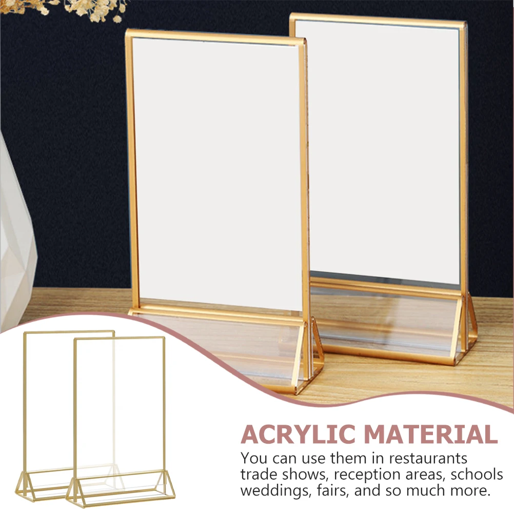 

2 Pcs Table Number Plate Display Holder Wedding Decor Stands for Sign Clear Party Acrylic Standing