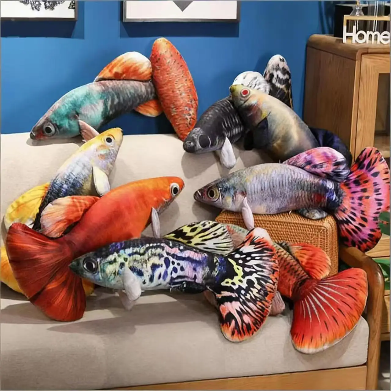 لعبة قطيفة على شكل سمكة مقلدة، دمية سمكة صغيرة، رفيق الطفل، لعبة محشوة، وسادة نوم، مسند ذراع، هدية للأطفال