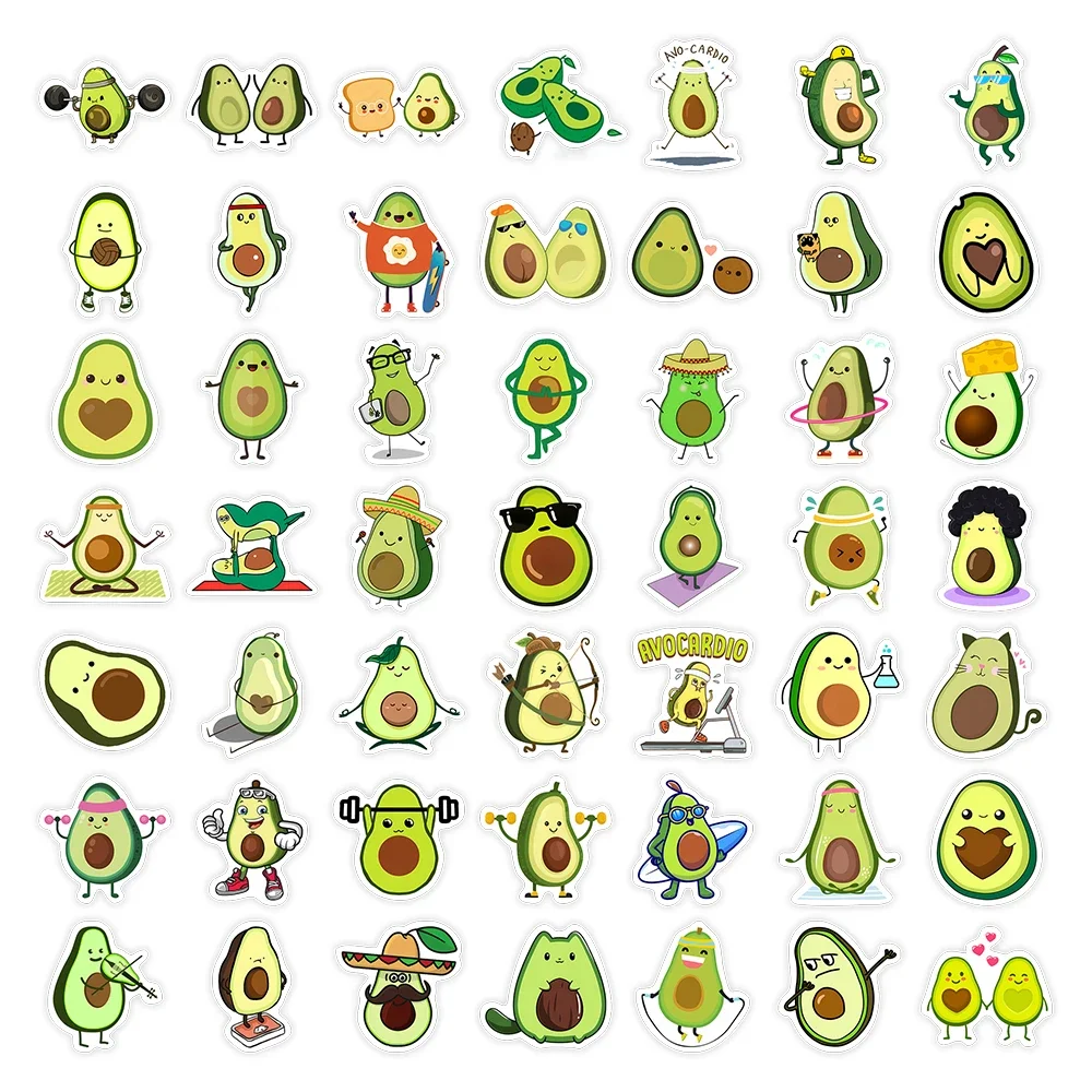 Cartoon Avocado Stickers Cute DIY Toy Gift Decal Decorative Graffiti for Phone Laptop Water Bottles Scrapbook Kids Waterproof