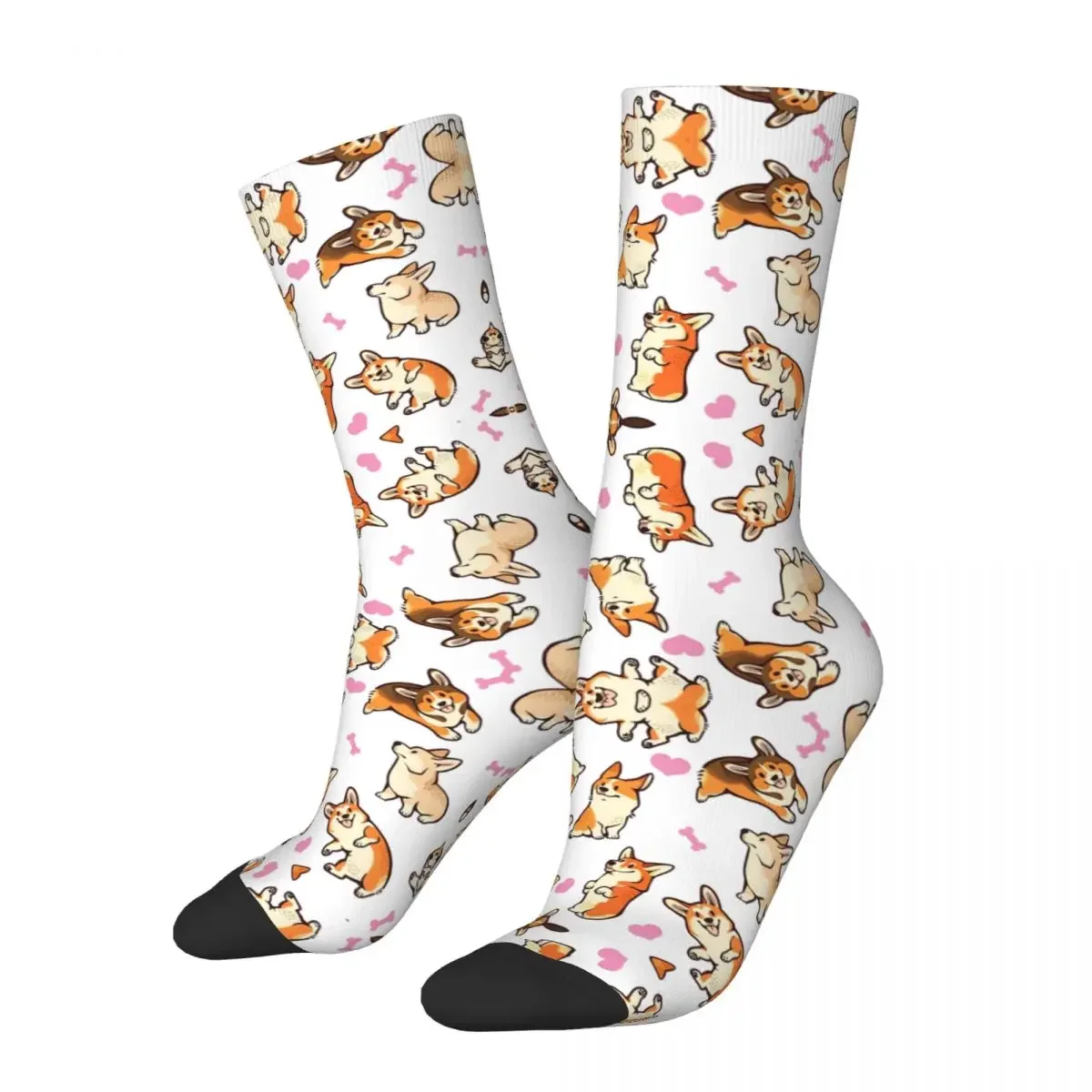 Lovey Corgis In Pink Socks Harajuku Super Soft Stockings All Season Long Socks Accessories for Man's Woman's Gifts