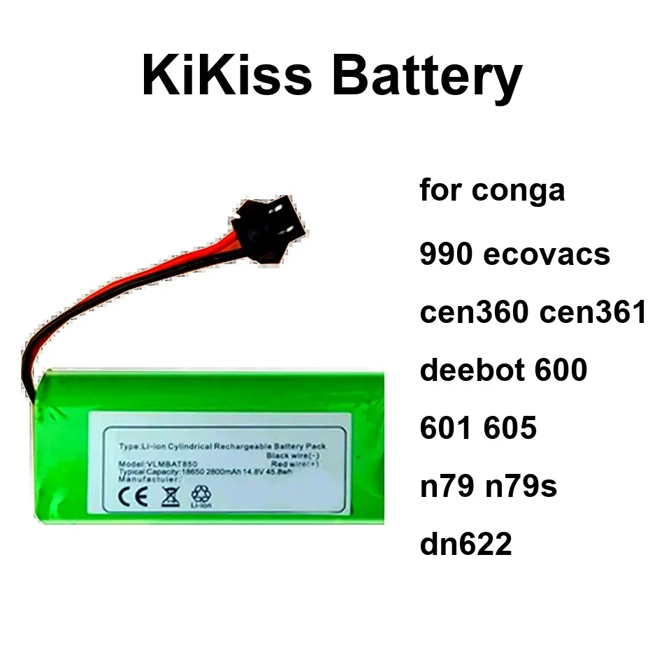 Аккумулятор высокой емкости DN620 2600-3400 мАч для Conga 990 Ecovacs CEN360 CEN361 Deebot 600 601 605 N79 N79s DN622