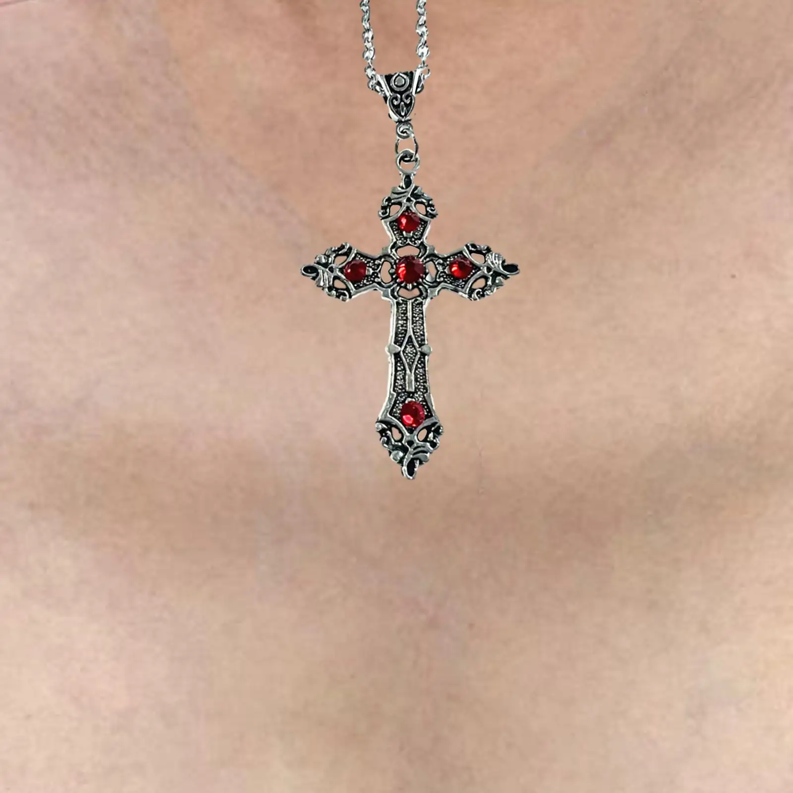 Cross Pendant Necklace Alloy Gothic Cross Necklace Crucifix Necklace for Daily Wear Religious Ceremony Birthday Party Baptism