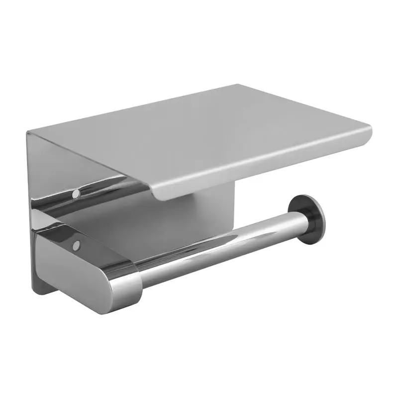 Exquisite-SUS 304 Stainless Steel Toilet Paper Holder With Phone Shelf, Bathroom Tissue Holder Toilet Paper Roll Holder