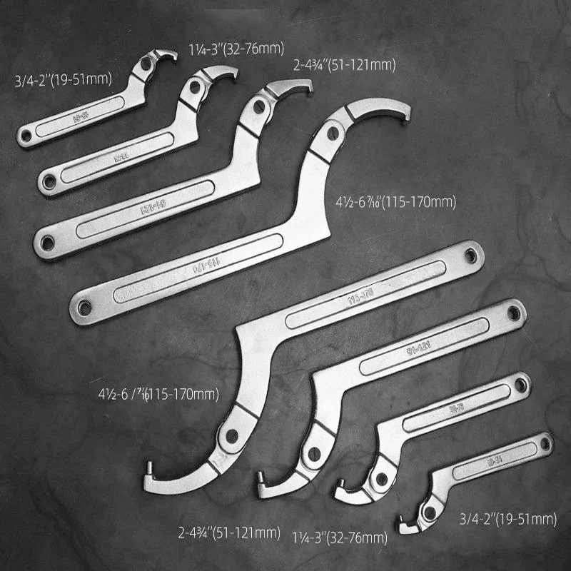 

Spanner Square/Round Head CR-V Spanner Key for Round Bolt Hand Tools 19-51/32-76/51-120mm hand tools Adjustable Wrench Hook