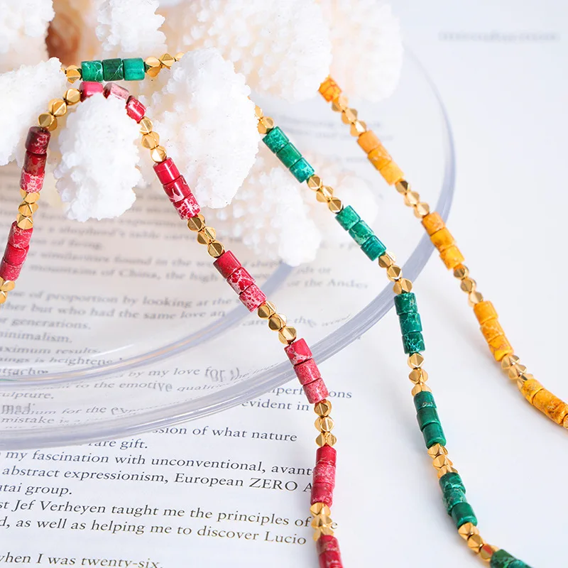 Frauen Halskette Unregelmäßige Kristall Natur Steine Edelstahl Bunte Kette Mode Charme Täglichen Schmuck Großhandel – Detail 6