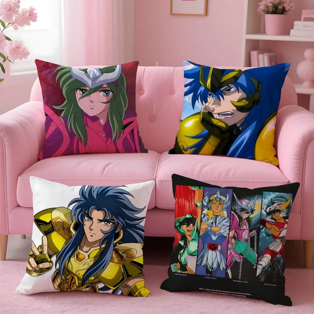Anime S-Saint Seiya Double-sided Printed pillow cover Short plush Suitable living rooms bedrooms sofas throw cushion cover