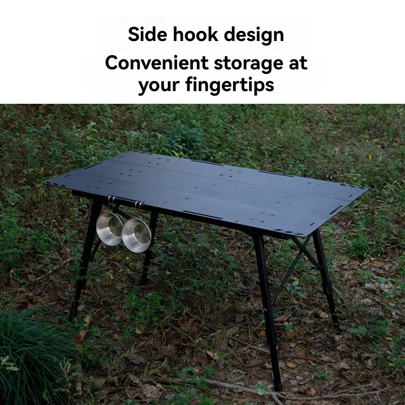 Newly designed aluminum alloy camping table with storage net pocket portable and adjustable outdoor picnic folding table