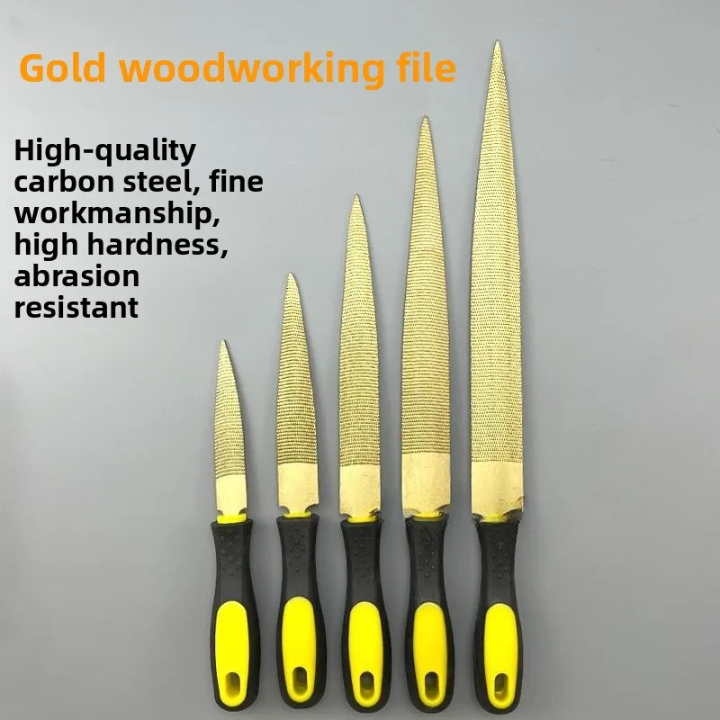 Half Round Golden Wood Rasp File, Coarse & Fine Tooth Hand Woodworking File for Wood Shaping, Grinding and Polishing