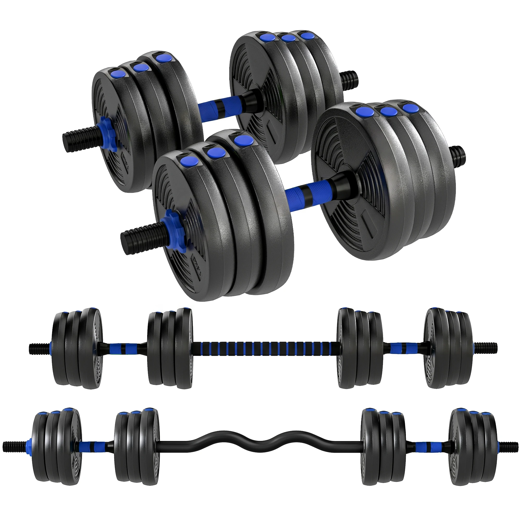SPORTNOW Kit Haltères Musculation Haltères Réglables 25 kg 3 en 1