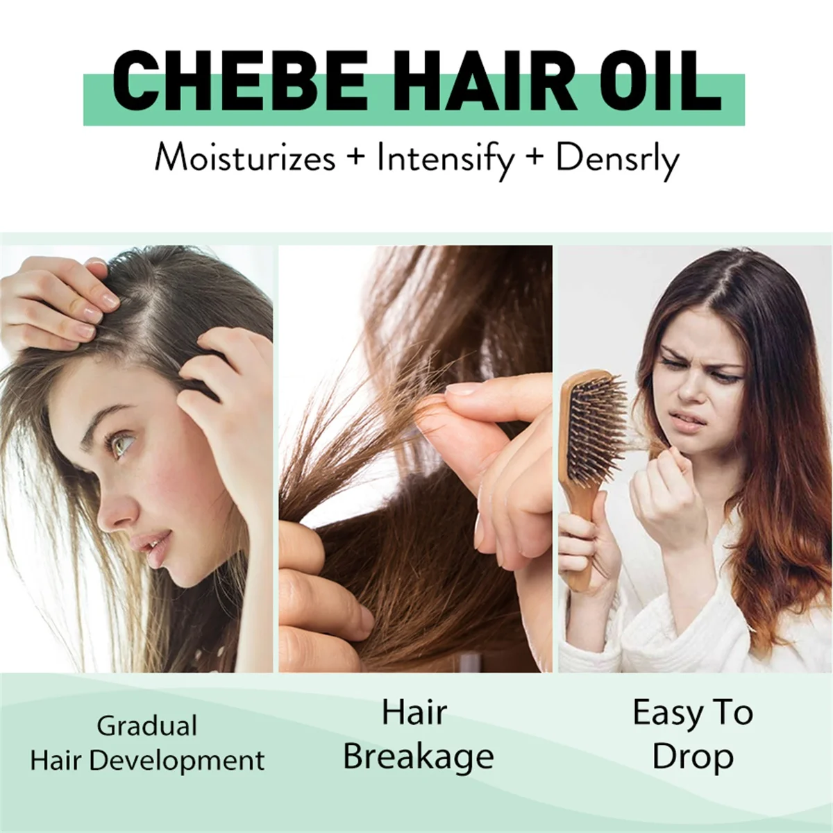 Rosemary Chebe Oil,Moisturizing Nourishing Root Products,Promotes Healthy Hair Oil Anti-frizz Smooth Conditioner & 0.25mm Roller