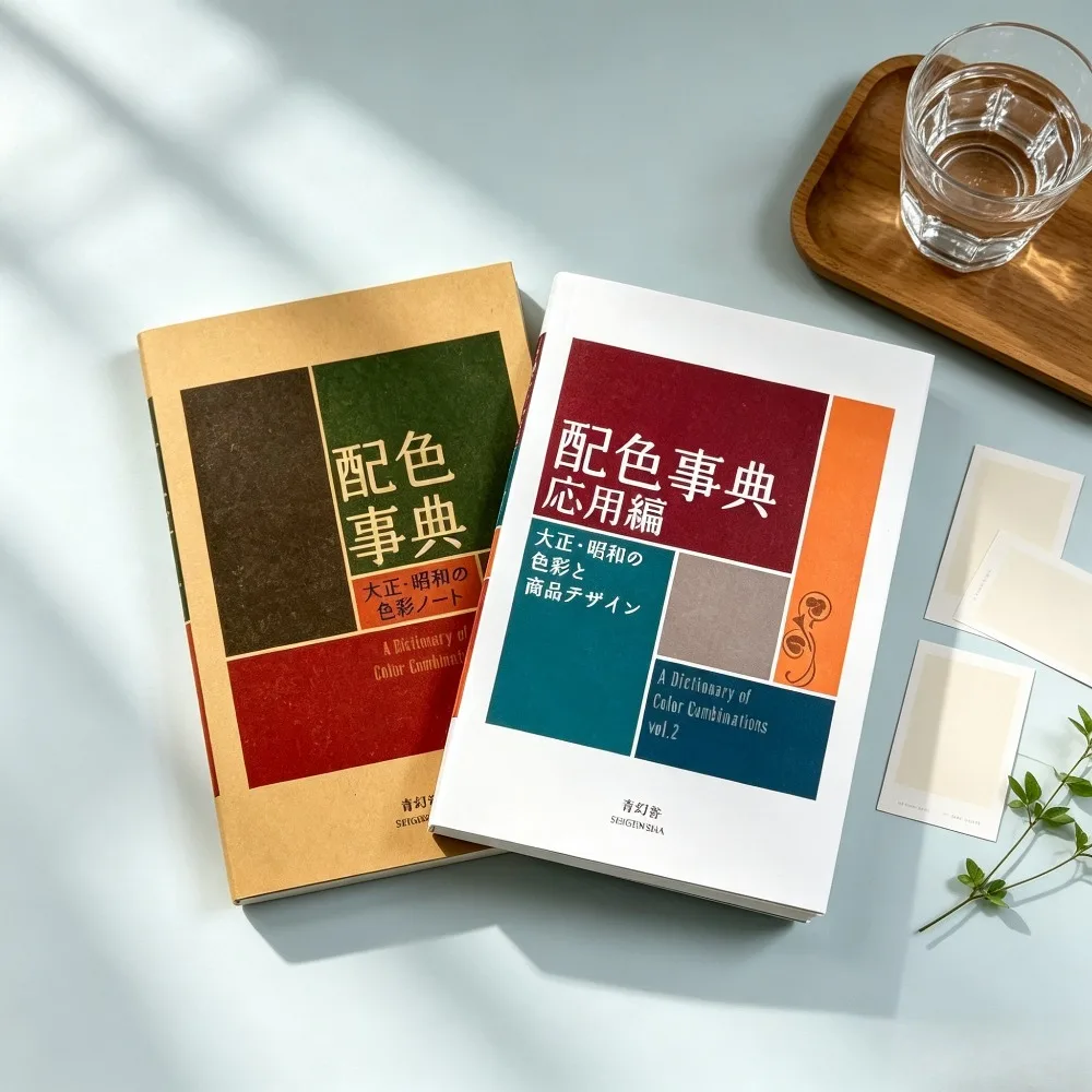 A Dictionary of Color Combinations Japanese Paperback 2 Books Set for Designers, Classic Taisho Showa Color Reference Book,