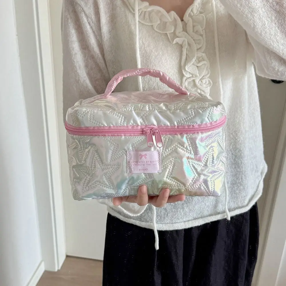 حقيبة مكياج بتصميم نجمة على الطراز الكوري، حقيبة مستحضرات تجميل محمولة باليد، حقيبة أدوات الزينة ذات سعة كبيرة، للسفر