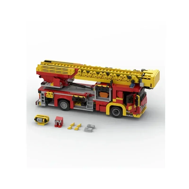 MOC-86254 conjunto de vehículo de rescate de incendios de ciudad, modelo de bloques de construcción empalmado, piezas de bloques de construcción 1079, juguete para regalo de cumpleaños para niños