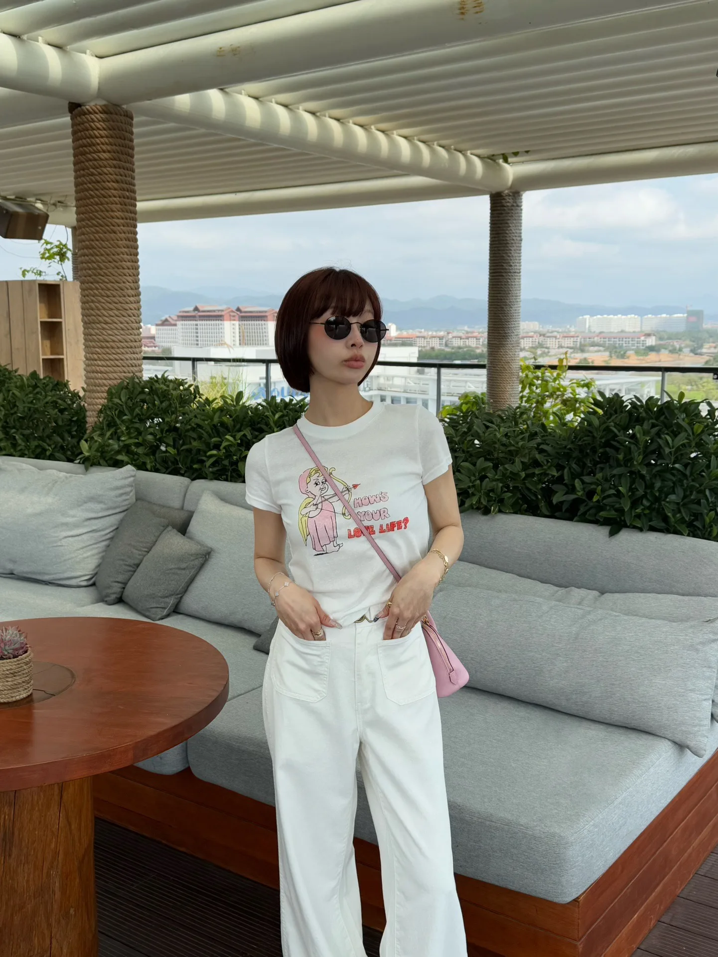 

Cloud Feeling Summer ort Sve Slim Fit T-irt Small Version Monkey Studio Print Cotton round Ne Sweat Absorbing Top