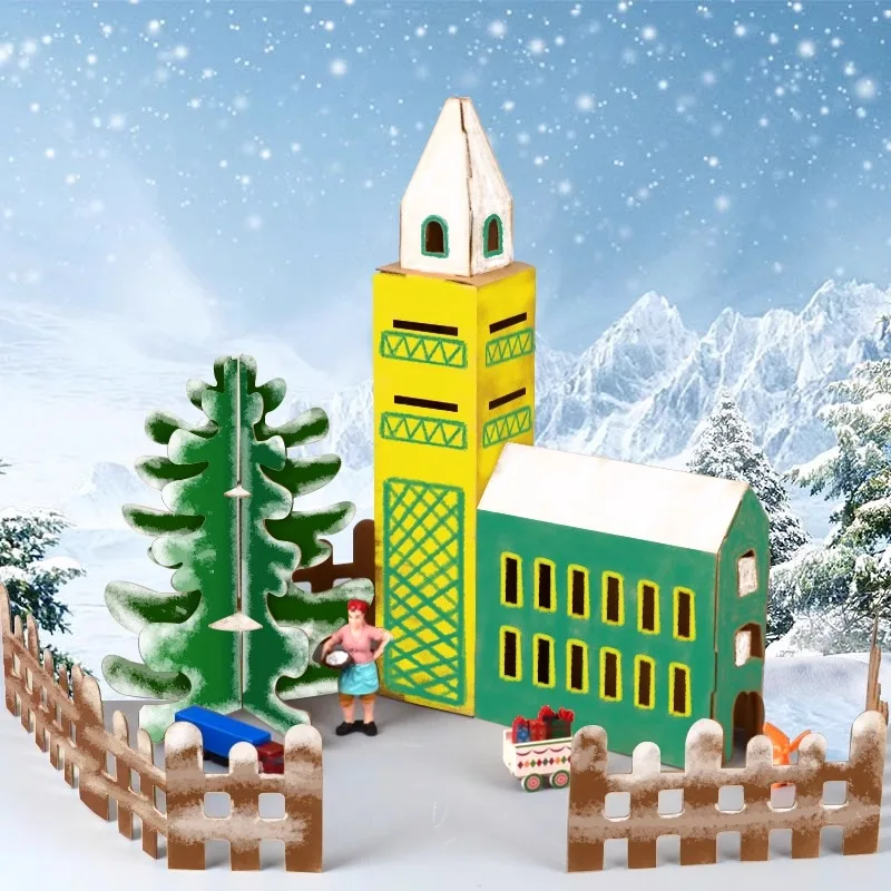 Papier Haus Modell Kit DIY Malerei Wellpappe Villa Manor Schloss Set Weihnachten Party Geburtstag Dekoration Home Supply Kinder Geschenk