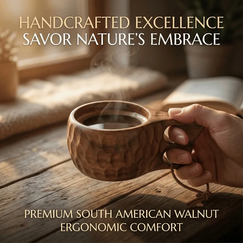

Natural Wooden Acacia Kuksa Mug 200ml & 400ml Portable Outdoor Camping Coffee Cup Finnish Traditional Bushcraft Drinkware
