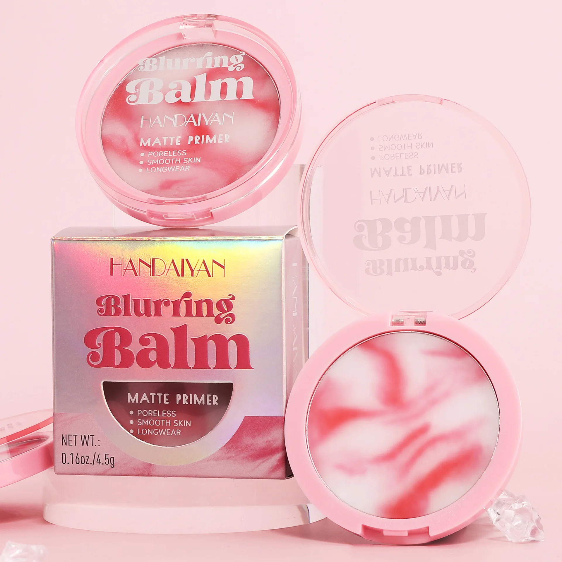 

Low Price HANDAIYAN Setting Balm with Powder Puff Waterproof Oil Control Balm To Hide Pores Non-defoliating Powder