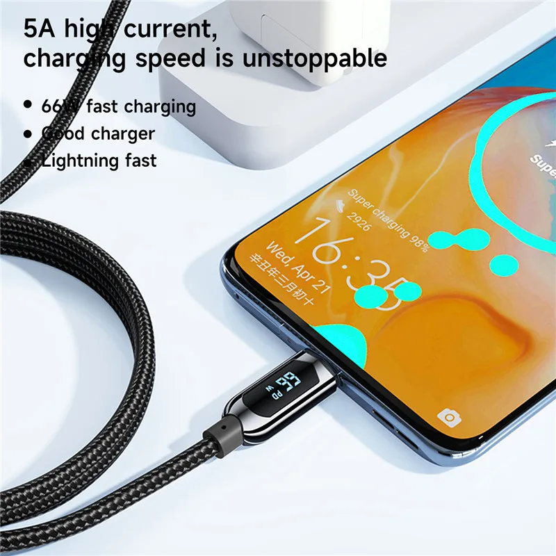 Lovebay USB Type C Cable For Huawe Honor Xiaomi Samsung Super Charge 66W/100W Fast Charging USB C Charger Data Cable Wire Cord