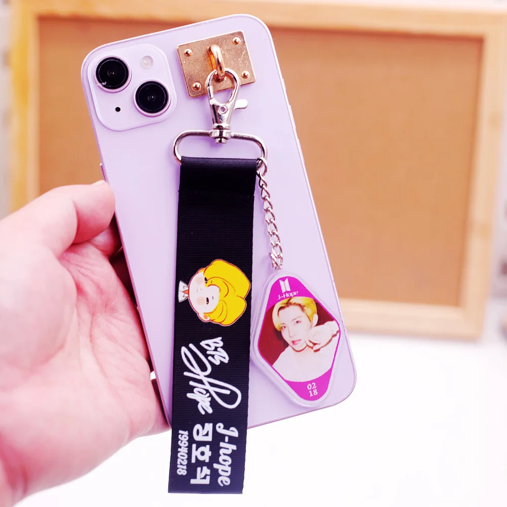 BTS Cartoon Print Wrist Lanyard Acrylic Photo Tag Handbag Decor Strap Fans Souvenir Present view 2