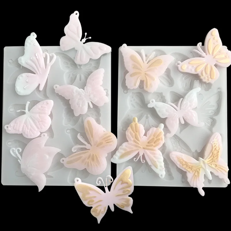 Butterfly Silicone Mold Candle Resin Glue Fondant Chocolate Cake Rim Home Decoration Wedding Party Handicraft Casting Print Mold