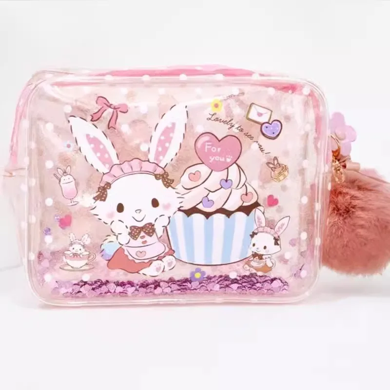 

New Cute Anime Wish me mell Rabbit Bunny Girls Children PVC Waterproof Make up Cosmetic Bags Case For Women